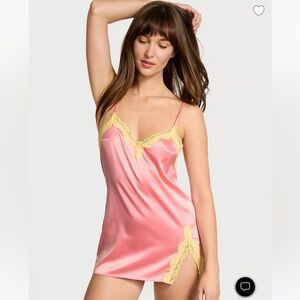 Victoria's Secret | Intimates & Sleepwear | Victoria Secret Tease Satin Lace  Trim Mini Slip Dress | Poshmark